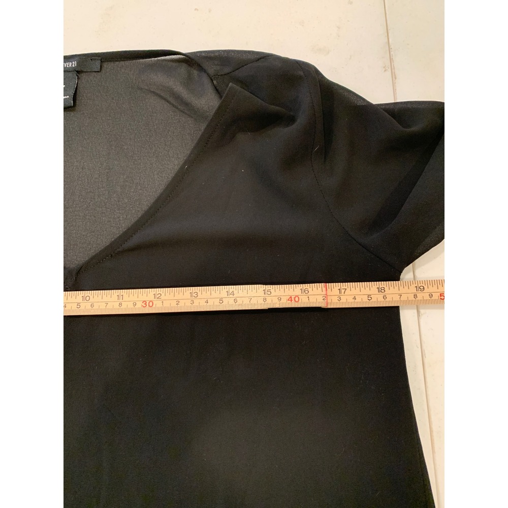 Sheer whimsigoth fairy grunge Top Small Black Chiffon flare sleeve layer Womens‎ - Picture 6 of 7
